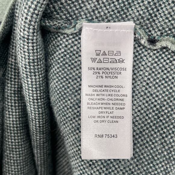 TAHARI Sweater M Plaid Mock Neck Pullover Viscose Blend Green - Picture 10 of 13